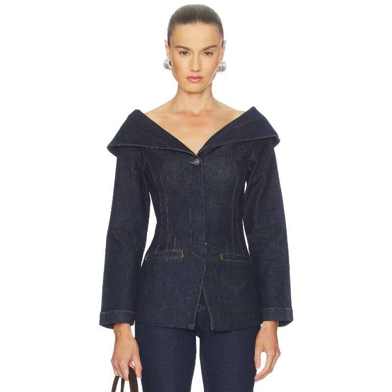 [早秋新品]ALIGNE BELLA 牛仔西装 蓝色老钱风REVOLVE小众
