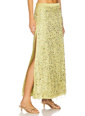 [冬季新品]ASTA RESORT 手工串珠半裙绿色REVOLVE小众