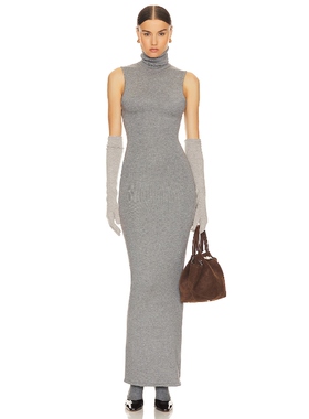 Helsa灰色连衣裙性感修身显身材长裙高领内搭裙子REVOLVE小众新款