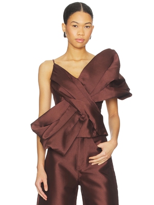 Marques ' Almeida HEAVY SATIN BOW 上装 revolve小众新款 棕色