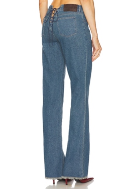 LOBA SAMANTHA 高腰牛仔裤修身显瘦毛边喇叭裤复古丹宁REVOLVE