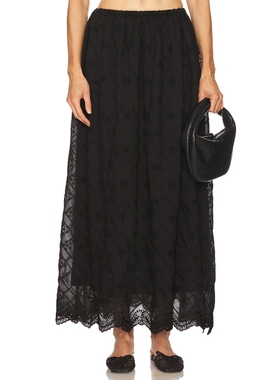 [冬季新品]Tularosa SOFIYA 半身裙蕾丝拼接暗纹长裙REVOLVE