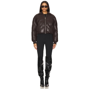 [冬季新品]superdown 翻领机车夹克棕色复古风皮衣外套REVOLVE