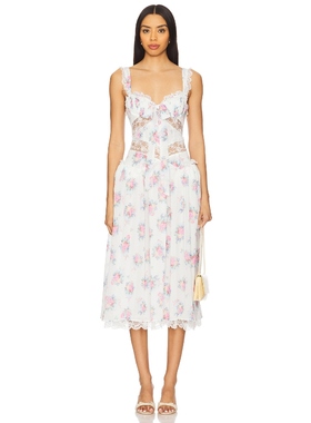 For Love & Lemons 中长款连衣裙 白色REVOLVE小众