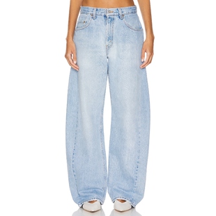 aligrace BARREL CUSTOMS 阔腿 牛仔裤浅色 美式revolve小众新款