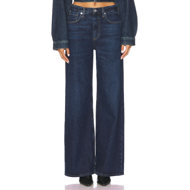 [冬季新品]Citizens of Humanity牛仔裤蓝色阔腿直筒裤REVOLVE