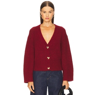 [春节穿搭]BLANKNYC红色深V针织开衫休闲百搭毛衣外套REVOLVE保暖