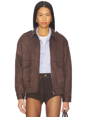 Elodie the Label ELIO 仿麂皮夹克 巧克力色REVOLVE小众新款
