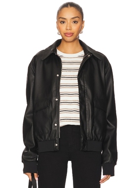 [冬季新品]ALL THE WAYS 飞行员夹克黑色机车皮衣外套REVOLVE小众