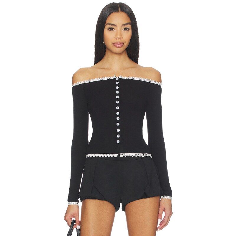 [夏季新品]Amelie Teje ALEXANDRA上衣黑色y2k辣妹风REVOLVE小众