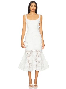 Bardot MARICO 蕾丝中长连衣裙女 白色REVOLVE小众新款