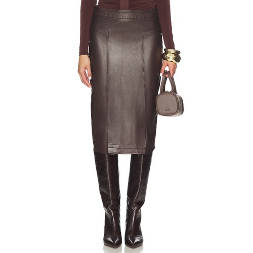 Herve Leger ESTELLA 半身裙 棕色REVOLVE小众新款