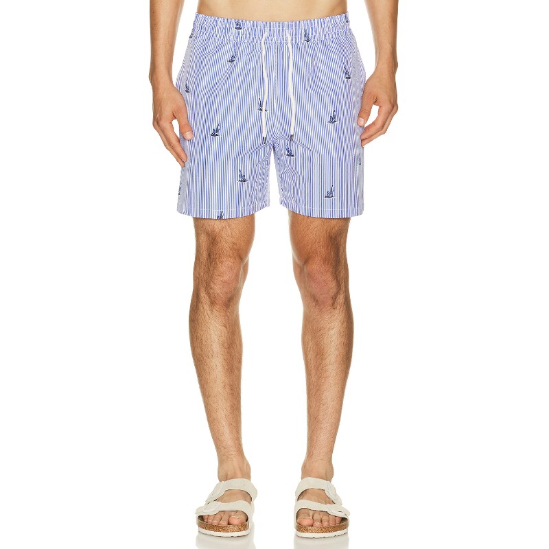 Polo Ralph Lauren浅蓝裤装条纹抽绳休闲短裤秋冬新品REVOLVE