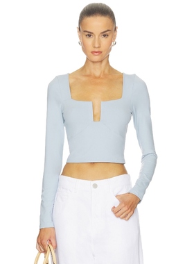 Susana Monaco 方形金属丝长袖上衣 Baby Blue y2k辣妹风REVOLVE