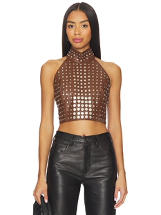 Understated Leather STUDDED 上装 revolve小众新款 棕色