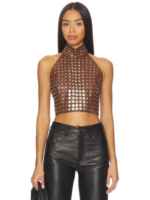 Understated Leather STUDDED 上装 revolve小众新款 棕色