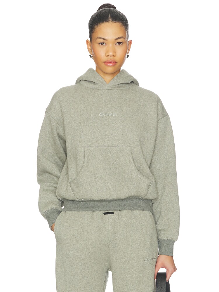 Fear of God ESSENTIALS 美式复古做旧灰色连帽套头卫衣 REVOLVE