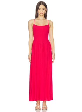 LSPACE MISHA 中长款连衣裙 revolve小众新款 红色