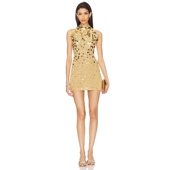 Resort ALEX 刺绣迷你连衣裙女夏 Asta 金属金色REVOLVE小众新款