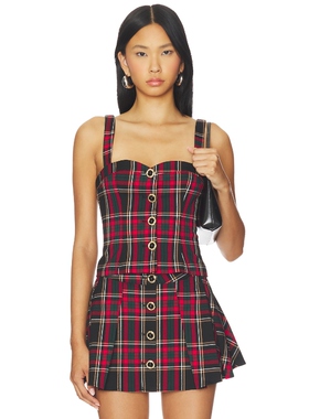 [春节穿搭]MAJORELLE SHANE 上装黑色＆红色格子图案REVOLVE新款