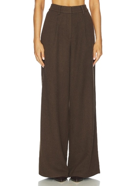 SAU LEE NEVE 羊毛长裤 棕色 美式休闲风REVOLVE小众新款