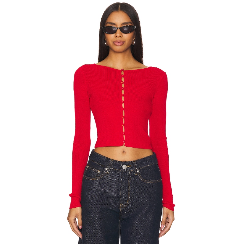 [冬季新品]Lovers and Friends针织开衫短款上衣长袖短款REVOLVE