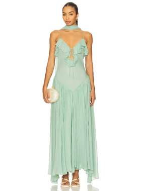 [冬季新品]DE LA VALI HARMATTAN 中长款连衣裙 天蓝REVOLVE小众