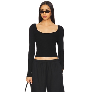 Enza Costa Silk Knit Ballet Top 黑色REVOLVE小众新