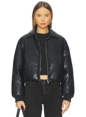 superdown 黑色皮衣夹克美式休闲保暖外套REVOLVE小众冬季新款