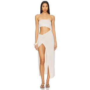 抹胸连衣裙米色度假风性感长裙REVOLVE小众新款 ELINA SWIM JADE