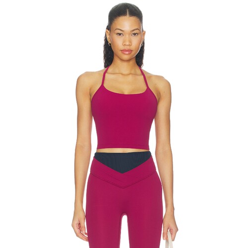 lululemon玫红色上衣挂脖辣妹风秋冬新品无袖短款吊带REVOLVE