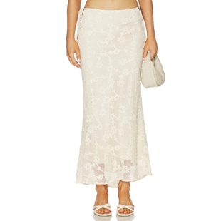 SIDE TIE MAXI Kulani 蕾丝侧系带长裙 LACE SKIRT 象牙白R Kinis