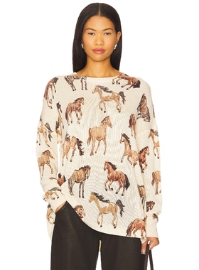 [冬季新品]Show Me Your Mumu马匹印花针织毛衣宽松长袖REVOLVE