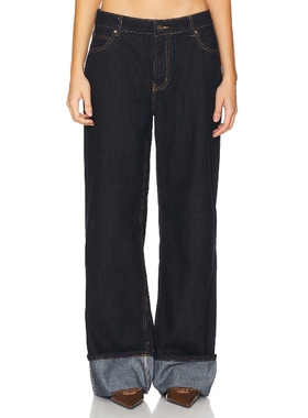 LIONESS Top Model Cuffed Jean 蓝色 美式复古风REVOLVE小众新款