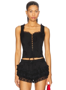 For Love & Lemons LANA 紧身胸衣 黑色 y2k辣妹风REVOLVE