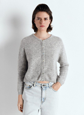 American Vintage 针织开衫淡灰色静奢风内搭上衣REVOLVE冬季保暖