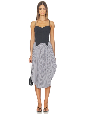 fleur du mal COLORBLOCK CUPPED MIDI 连衣裙 revolve小众新款