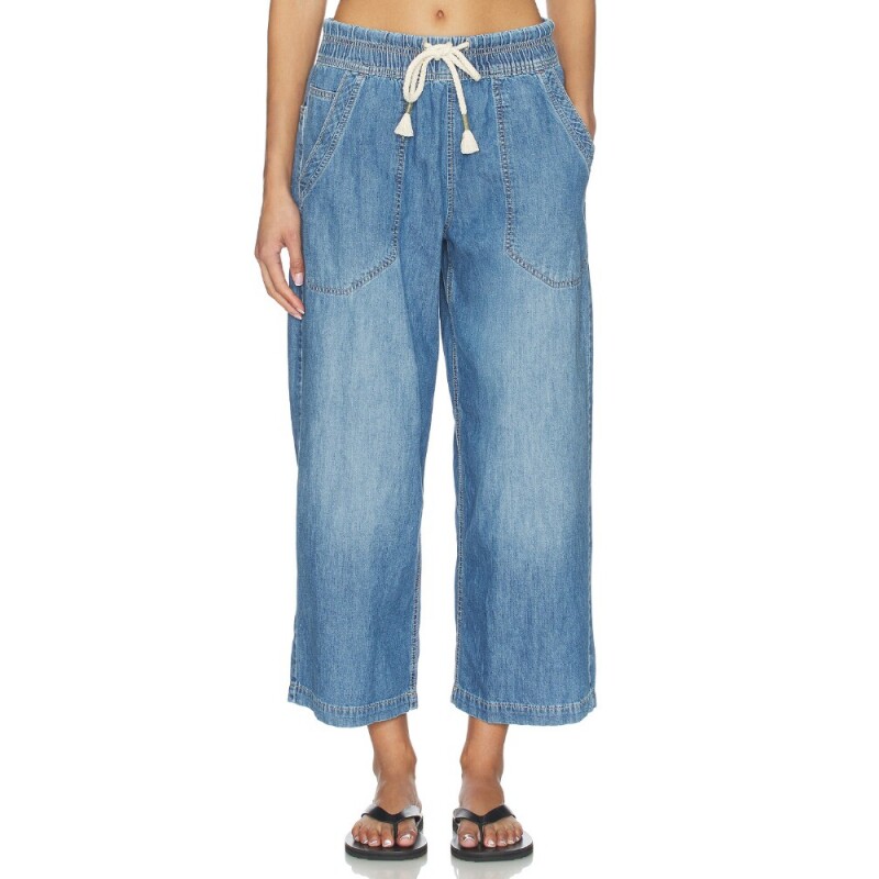 Free People 经典休闲日常松紧带8分裤牛仔裤 revolve小众新款