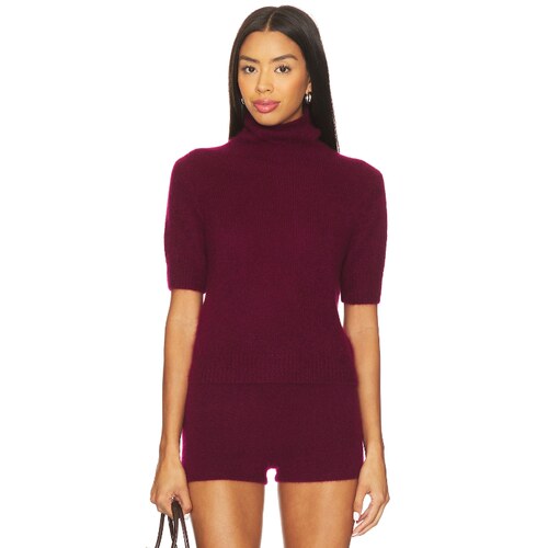 [早秋新品]W. Cashmere TANSY 短袖套衫 酒红色REVOLVE小早秋