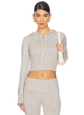 [冬季新款]LIONESS 短款针织衫简约修身拉链连帽衫上衣REVOLVE