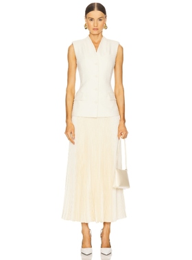 SIMKHAI Georgina Sleeveless Vest Midi Dress 白色REVOLVE小众