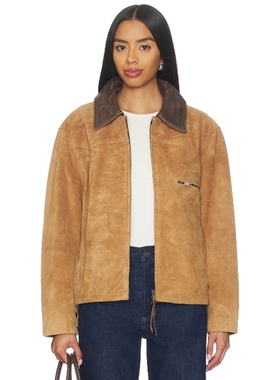 Found 夹克棕色复古巴恩风休闲翻领外套短款上衣REVOLVE小众新款