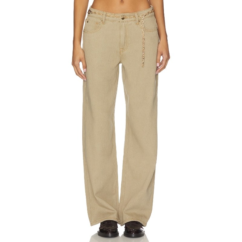 [冬季新品]LIONESS 牛仔裤棕色美式复古风阔腿裤休闲长裤REVOLVE