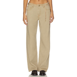 [冬季新品]LIONESS 牛仔裤棕色美式复古风阔腿裤休闲长裤REVOLVE