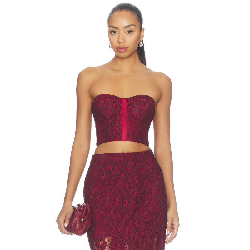 CAMI NYC酒红色上衣碎花抹胸蕾丝优雅风新品背心REVOLVE