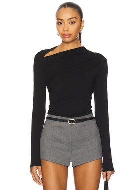 Enza Costa Fluid Jersey Slash Top 黑色REVOLVE小众新款