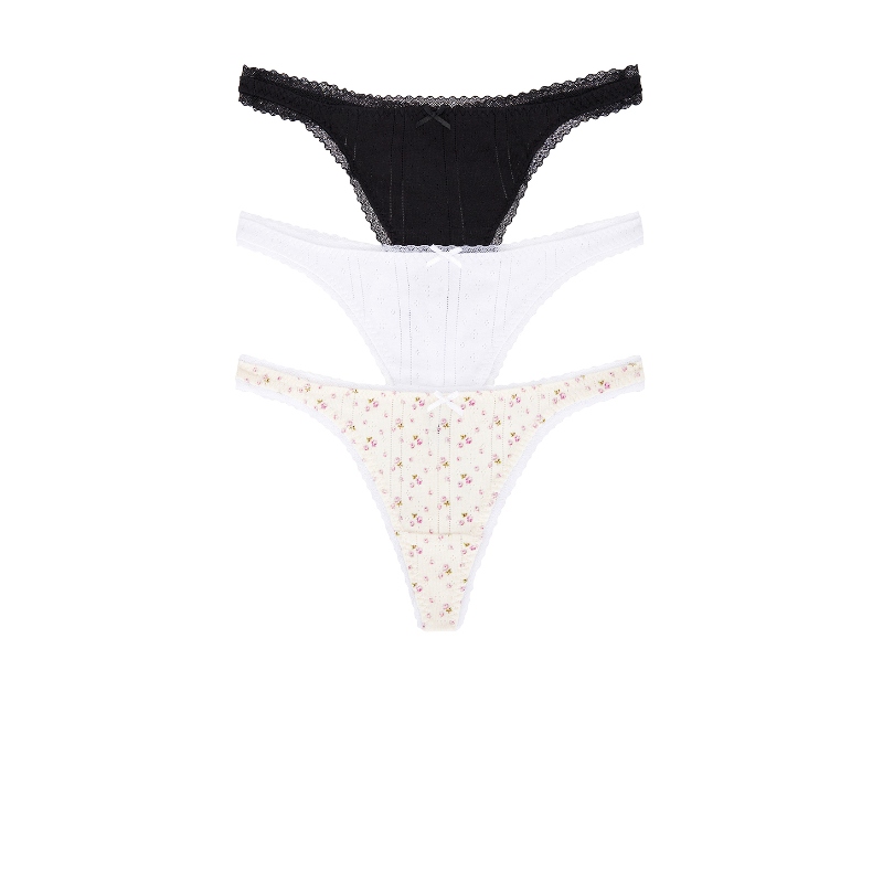 Cou Cou Intimates The 3 Pack Thong 黑色REVOLVE小众新款