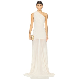 Dress Atlein Sleeveless Draped 象牙白REVOLVE小众新 Asymetric