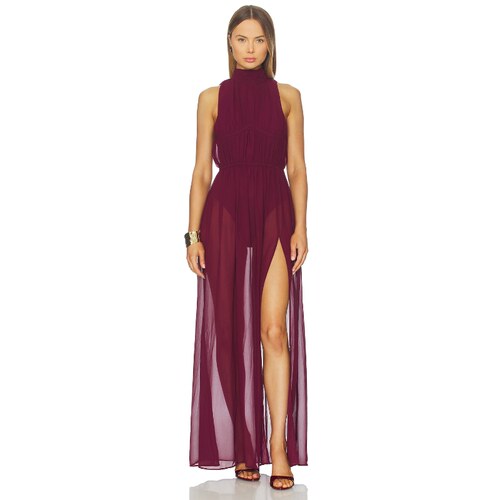 [秋冬新品]Michael Costello CADIZ 长裙 酒红色REVOLVE小众