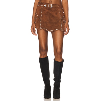 Understated Leather CRAZY LIFE 半身裙 巧克力色REVOLVE小众新